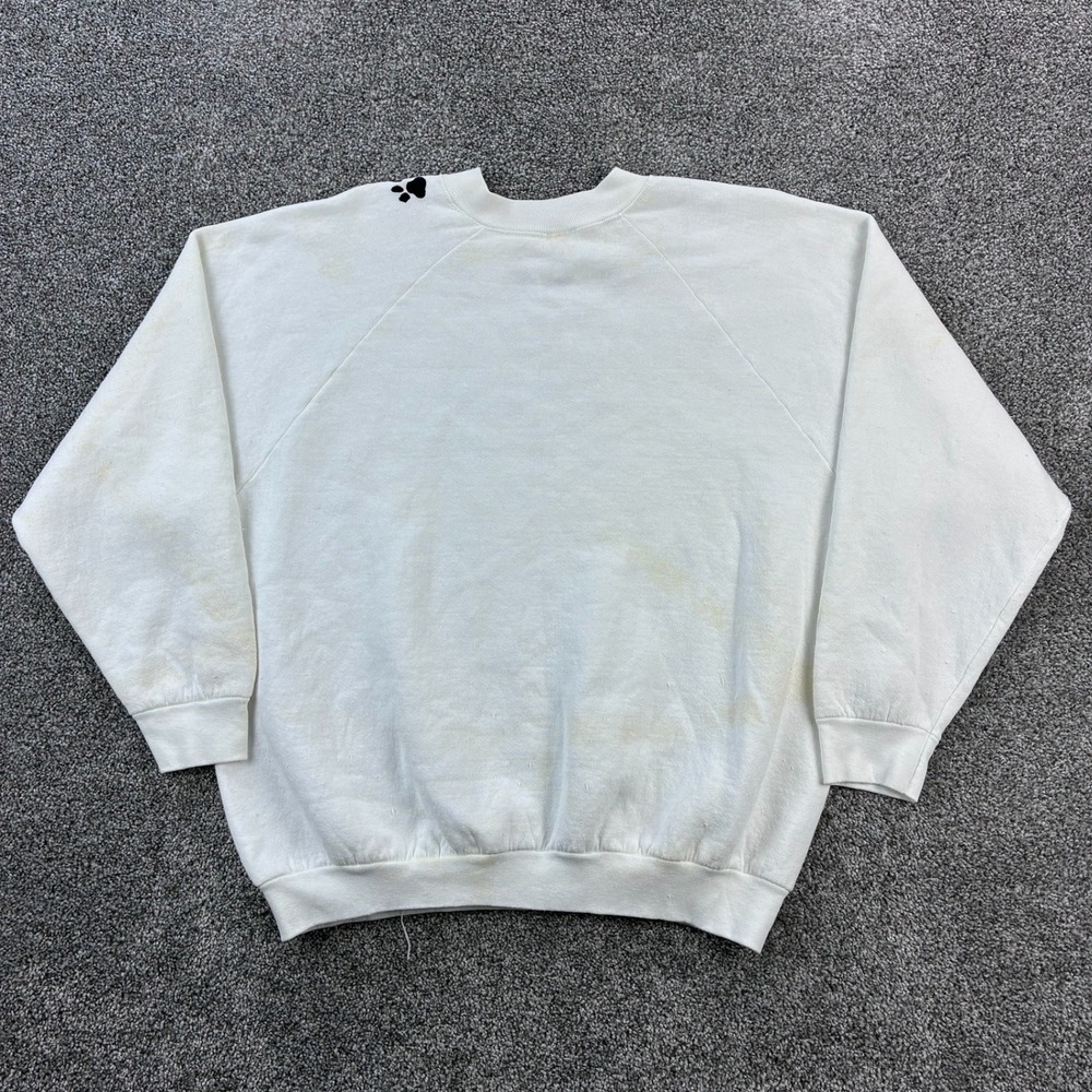 Vintage Dalmatian Dog Sweatshirt Mens XL White Raglan Crewneck Puppy Breed Pet - Picture 4 of 5